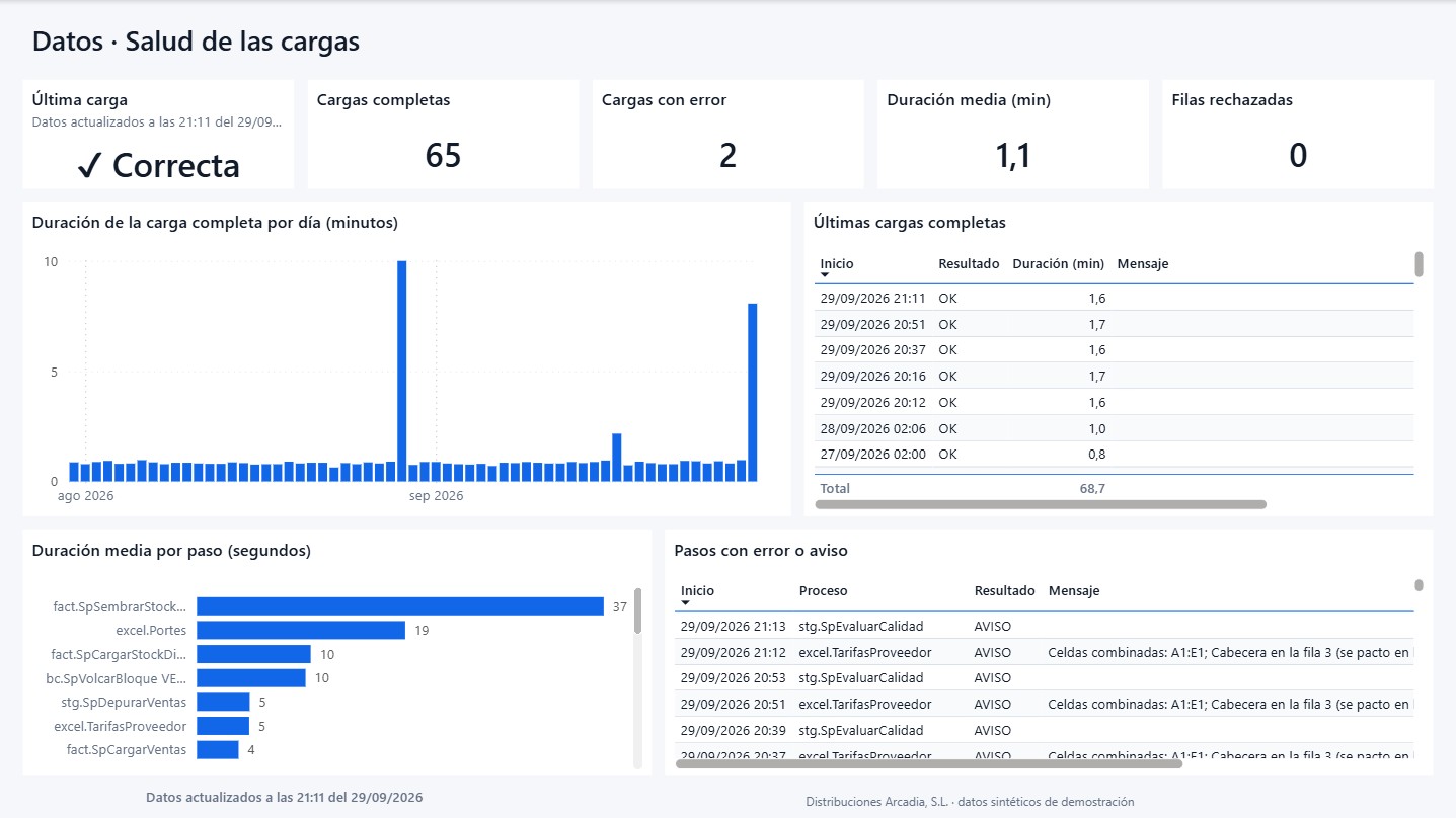 Informe de Control de datos: Salud de las cargas